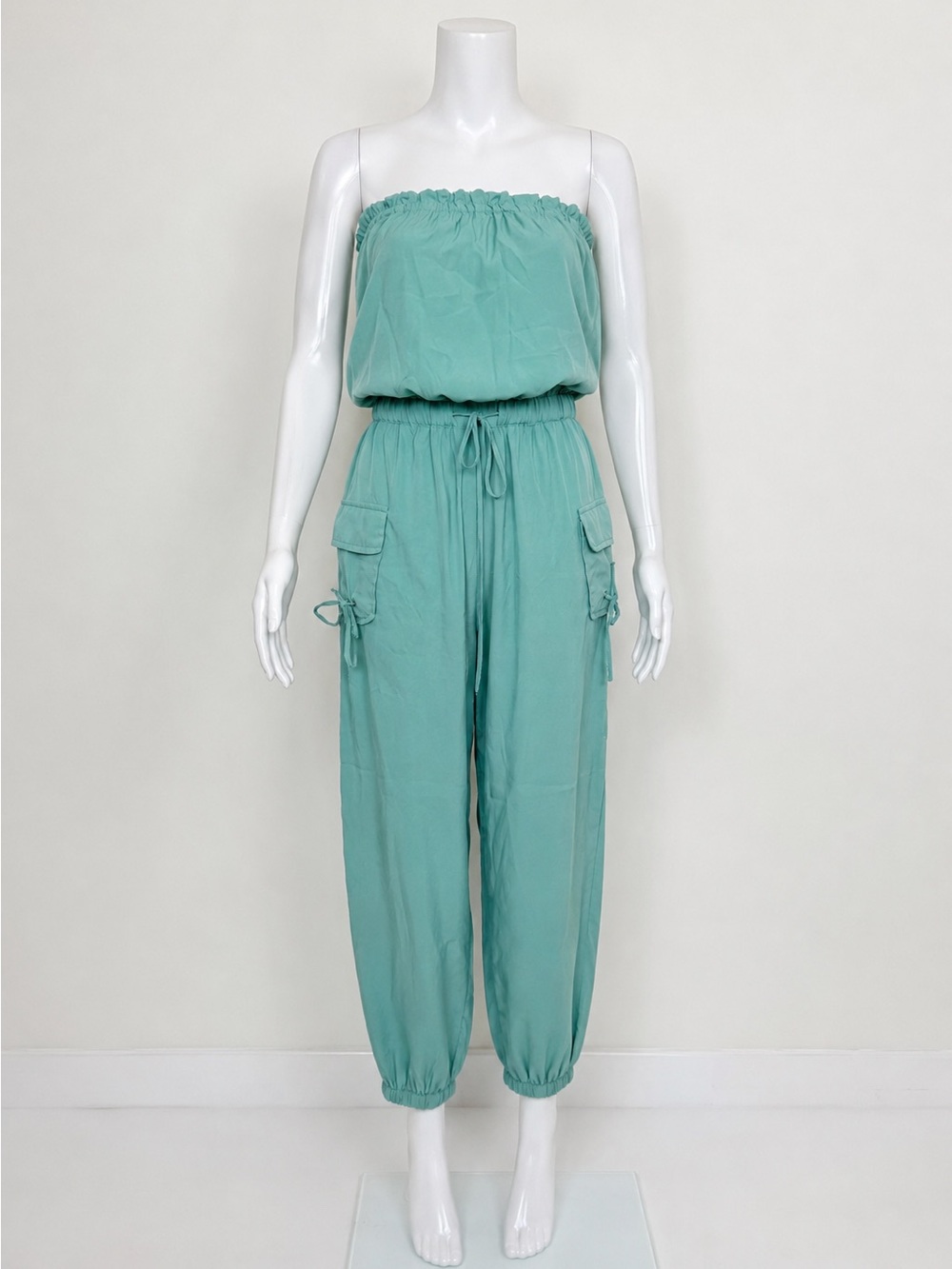 NWT Thread Story Strapless Mint Teal Cargo Jumpsuit M